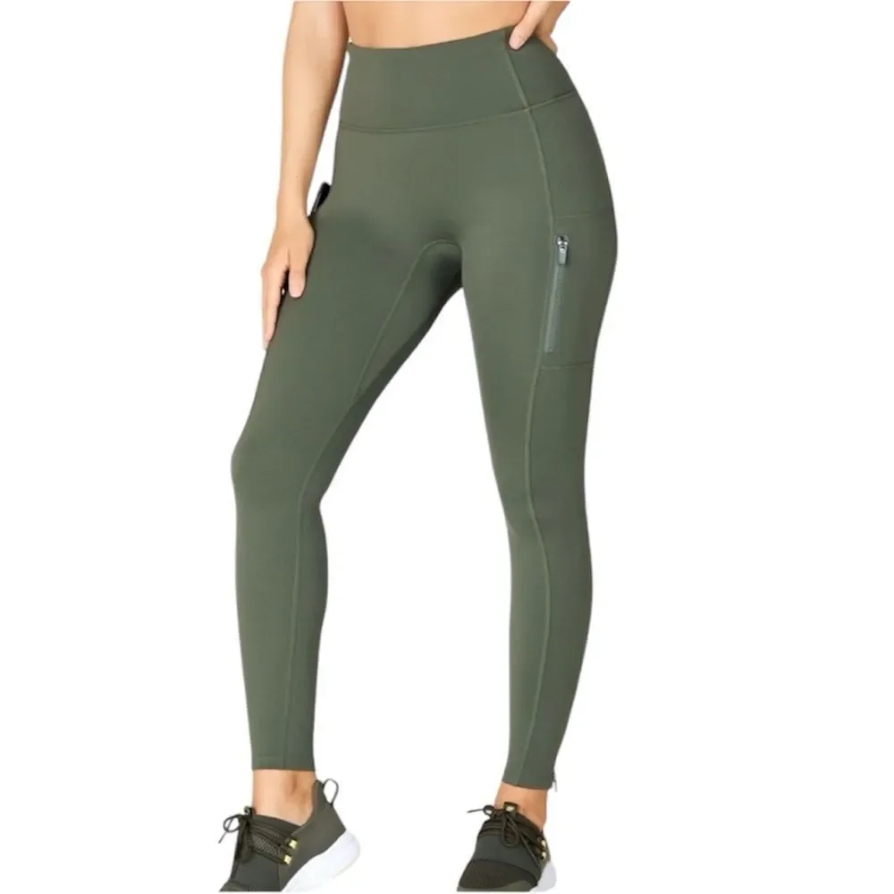 Fabletics High Waist Olive Green Leggings Small